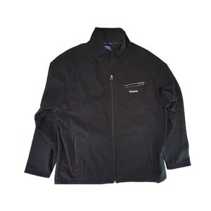 Reebok Mens Black Full Zip Softshell Jacket Athletic‎ Outdoor Warm Size L